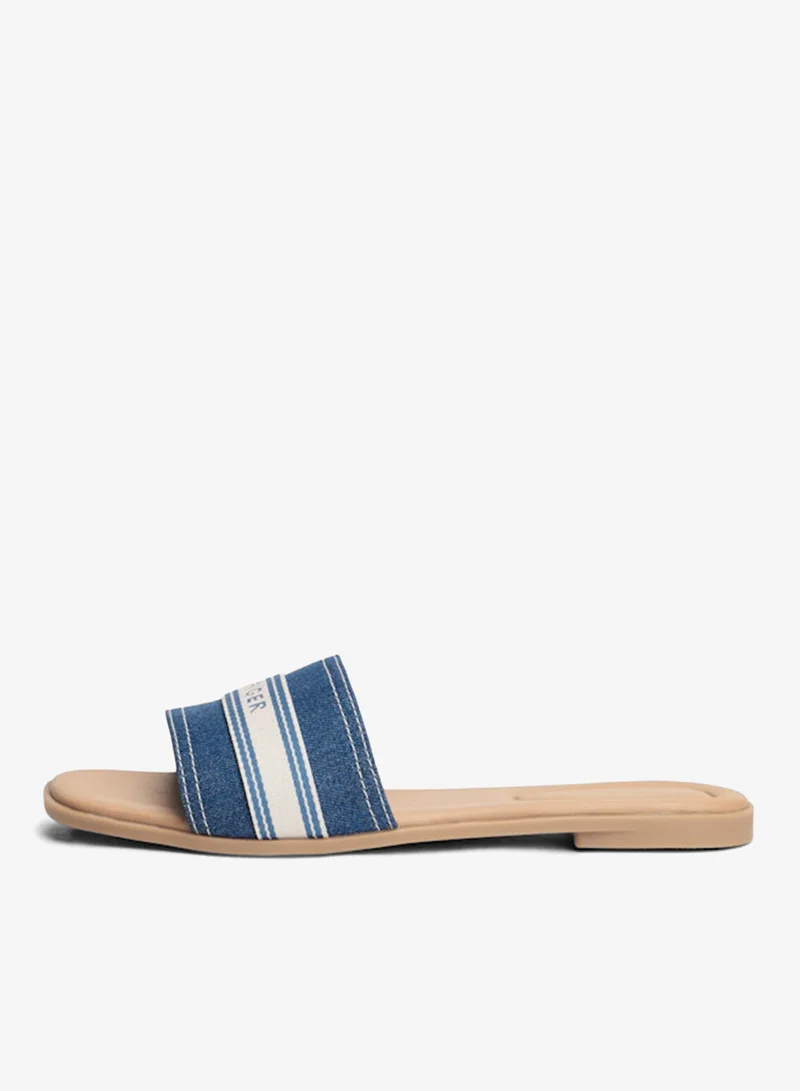 TOMMY HILFIGER Canvas Denim Webbing Strap Mules